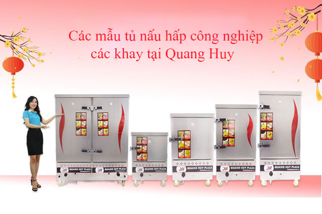Các mẫu tủ hấp nấu công nghiệp các khay tại Quang Huy 