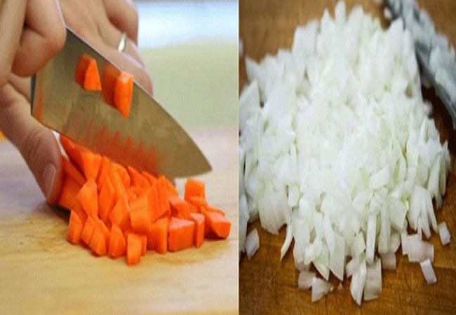Cà rốt, củ đậu cắt hạt lựu