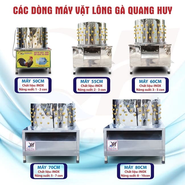 Các dòng máy vặt lông gà vịt Quang Huy