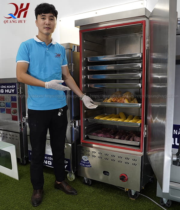 Hướng dẫn cách nấu cơm đơn giản bằng tủ nấu cơm công nghiệp Quang Huy