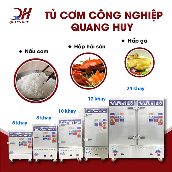 Tủ nấu cơm công nghiệp Quang Huy mẫu mã đa dạng