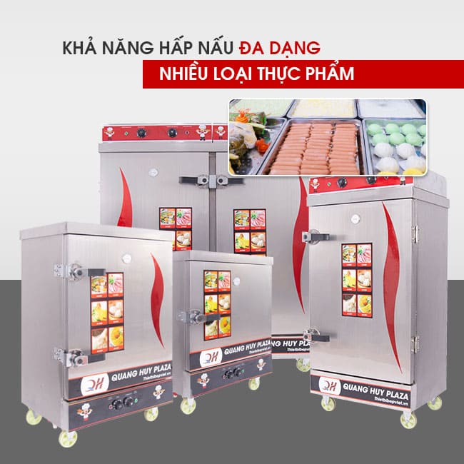 Quang Huy cung cấp các dòng tủ cơm công nghiệp nấu hấp thực phẩm đa dạng