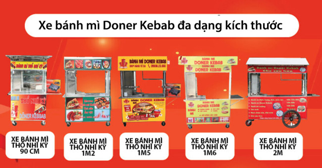 Quang Huy - Địa chỉ gia công xe bánh mì Kebab giá rẻ, các mẫu xe bánh mì