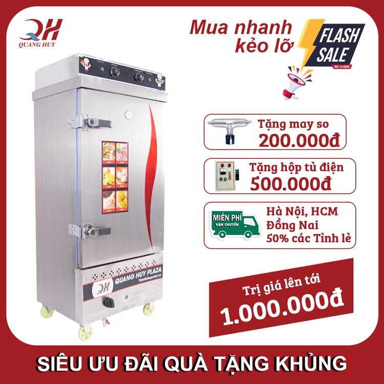 Tủ nấu cơm công nghiệp 10 khay điện gas (có điều khiển)