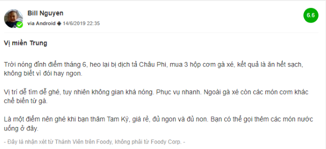 Phản hồi của khách hàng có nick name Biil Nguyễn