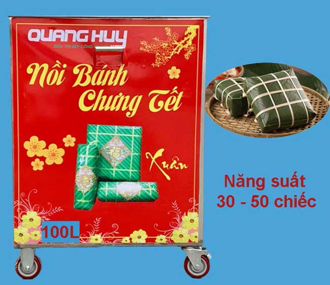 Năng suất nồi bánh chưng 100 lít Quang Huy