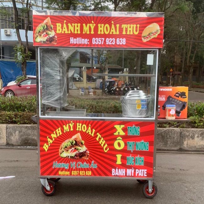 Mẫu xe bán bánh mì có lò nướng 5 Quang Huy