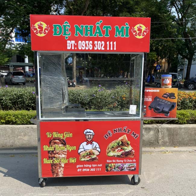 Mẫu xe bán bánh mì có lò nướng 9 Quang Huy