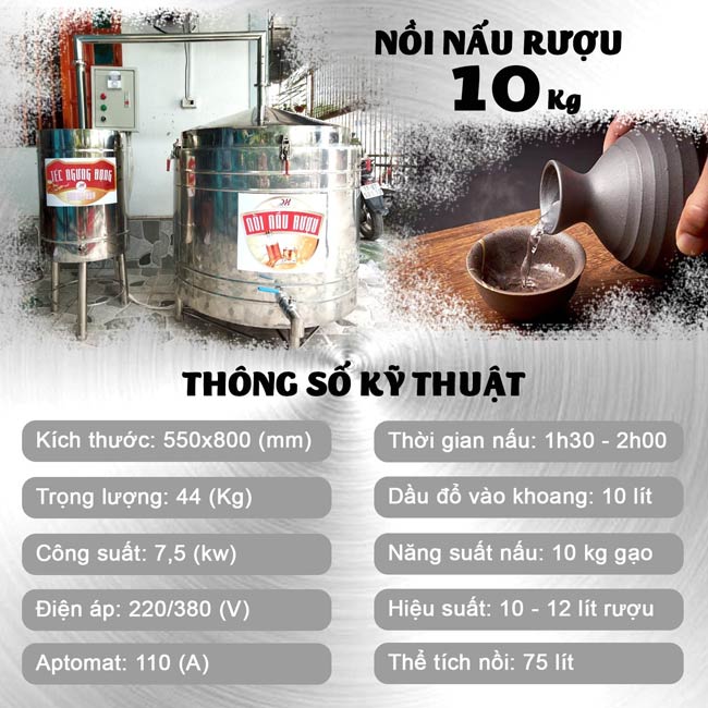 Nồi nấu rượu bằng điện 10kg Quang Huy