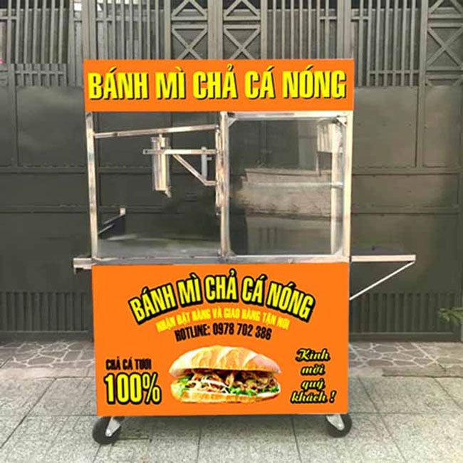 Xe bánh mì chả cá mẫu 6 Quang Huy