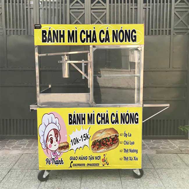 Xe bánh mì chả cá mẫu 7 Quang Huy
