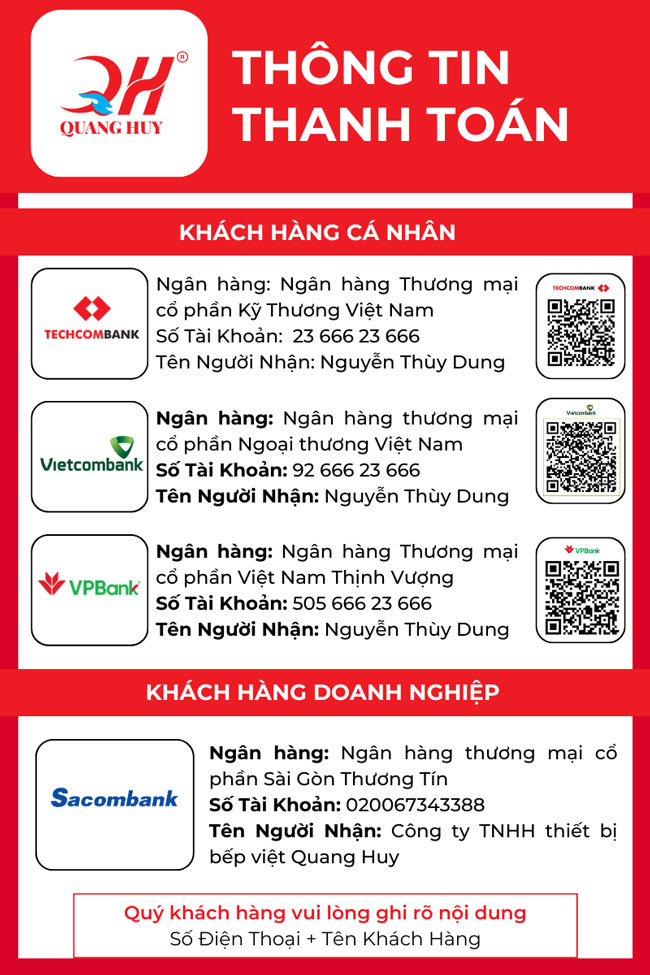 Tài khoản thanh toán Quang Huy, phương thức thanh toán của Quang Huy
