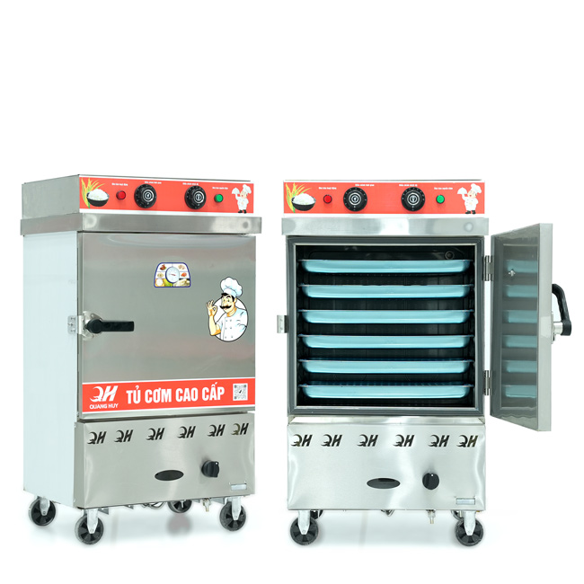 Tủ nấu cơm 6 khay nấu từ 20kg Gạo/Mẻ liền điều khiển