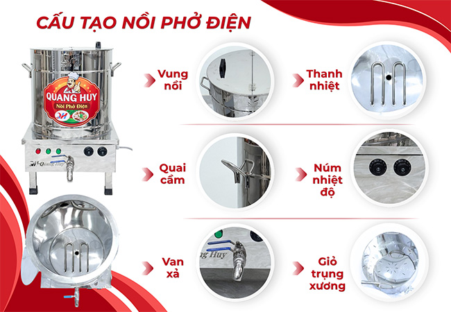 Cấu tạo nồi nấu phở điện 60L