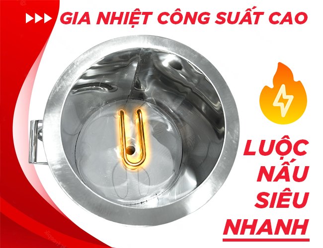 Bên trong nồi nấu phở điện 20L