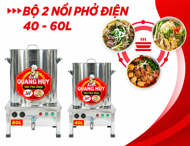Bộ 2 nồi nấu phở điện 40L 60L