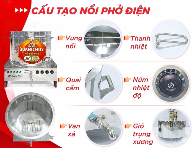 Cấu tạo nồi nấu phở điện 250L