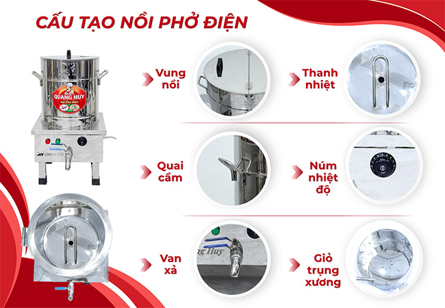 Cấu tạo nồi nấu phở điện 25L