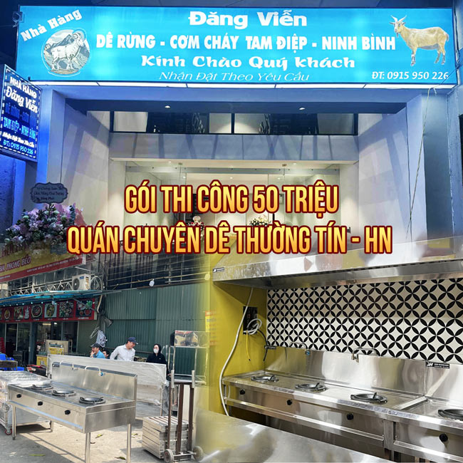 Gói thi công bếp ăn quán ăn 50 triệu Quán chuyên dê Thường Tín – HN