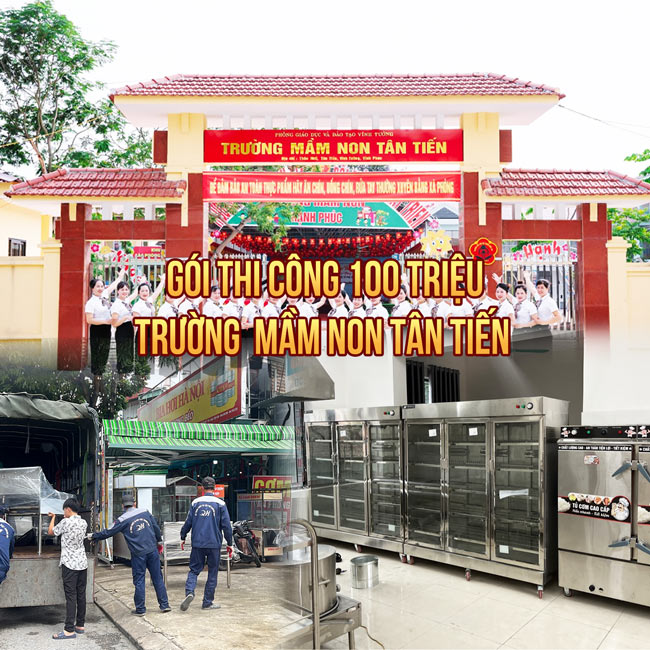 Gói thi công bếp trường học 100 triệu Mầm non Tân Tiến